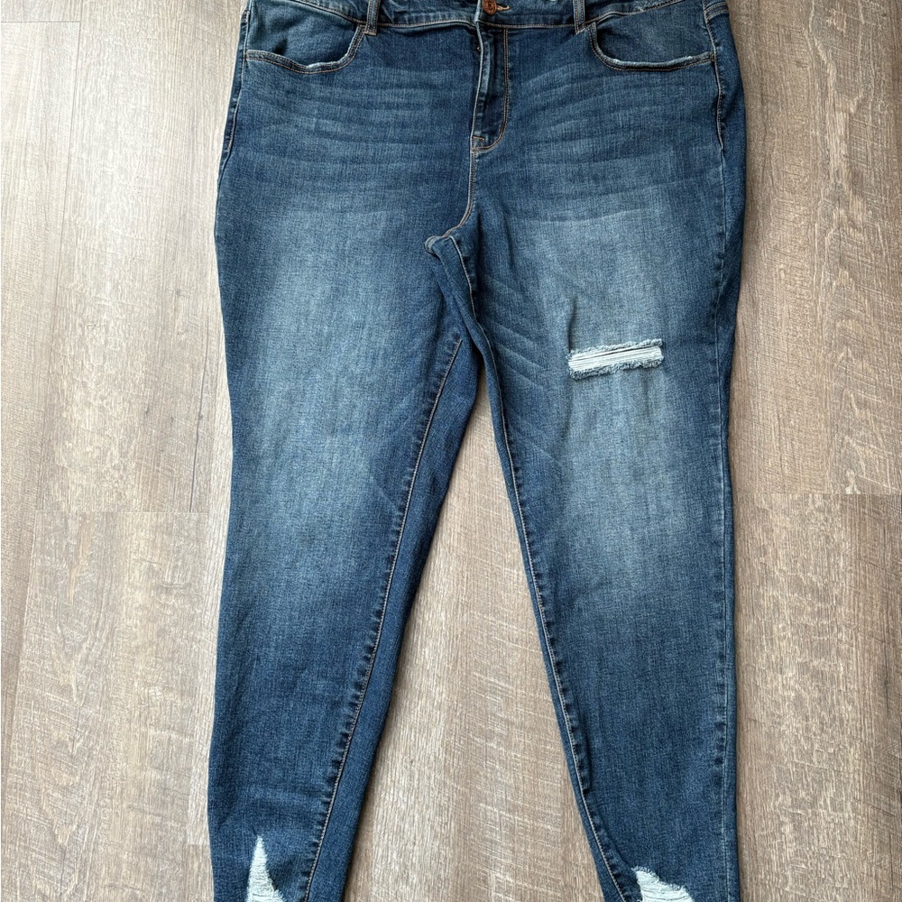 Maurices Dark Blue Distressed Skinny Jeans